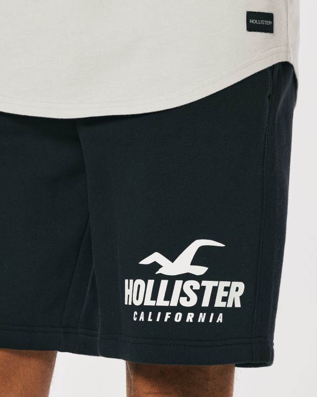 Bottoms Hollister Men Fleece Logo Graphic Shorts 9\\ 488201130 Black